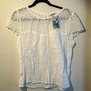 New Siganka White Lynette Short Sleeve Blouse